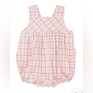 NWT The Beaufort Bonnet Company Branham Bubble in Coral Chandler Check, size 2T